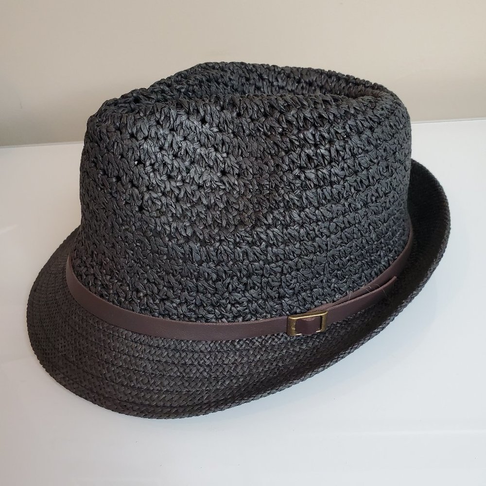 Black Scala Pronto Woven Fedora Hat